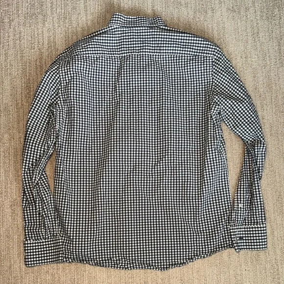 UNTUCKit Mens Size L Navy White Gingham Wrinkle Free Shirt - Picture 9 of 9